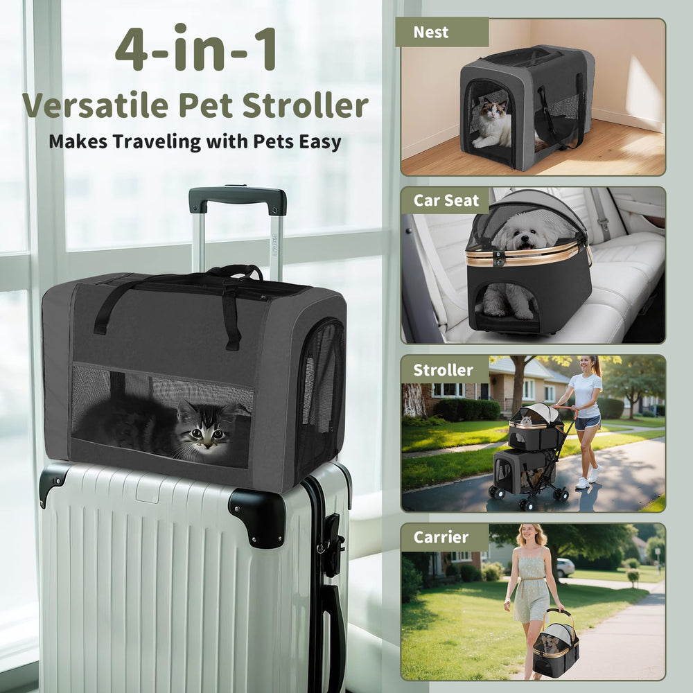 ENVTEK Double Poussette: tissu 600D imperméable protégeant vos compagnons des intempéries.