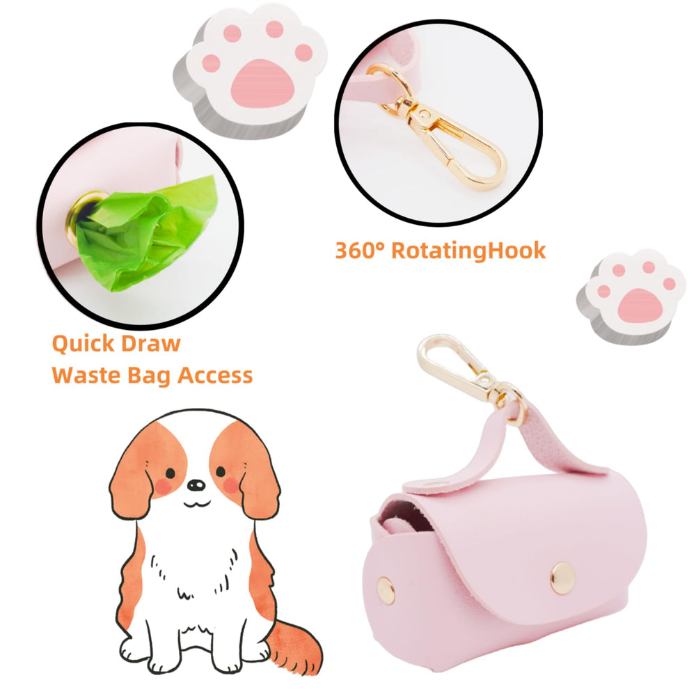 ENWIQUE distributeur sacs crottes, design cuir rose, allure élégante et durable