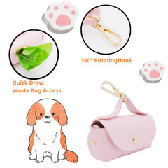 ENWIQUE distributeur sacs crottes, design cuir rose, allure élégante et durable