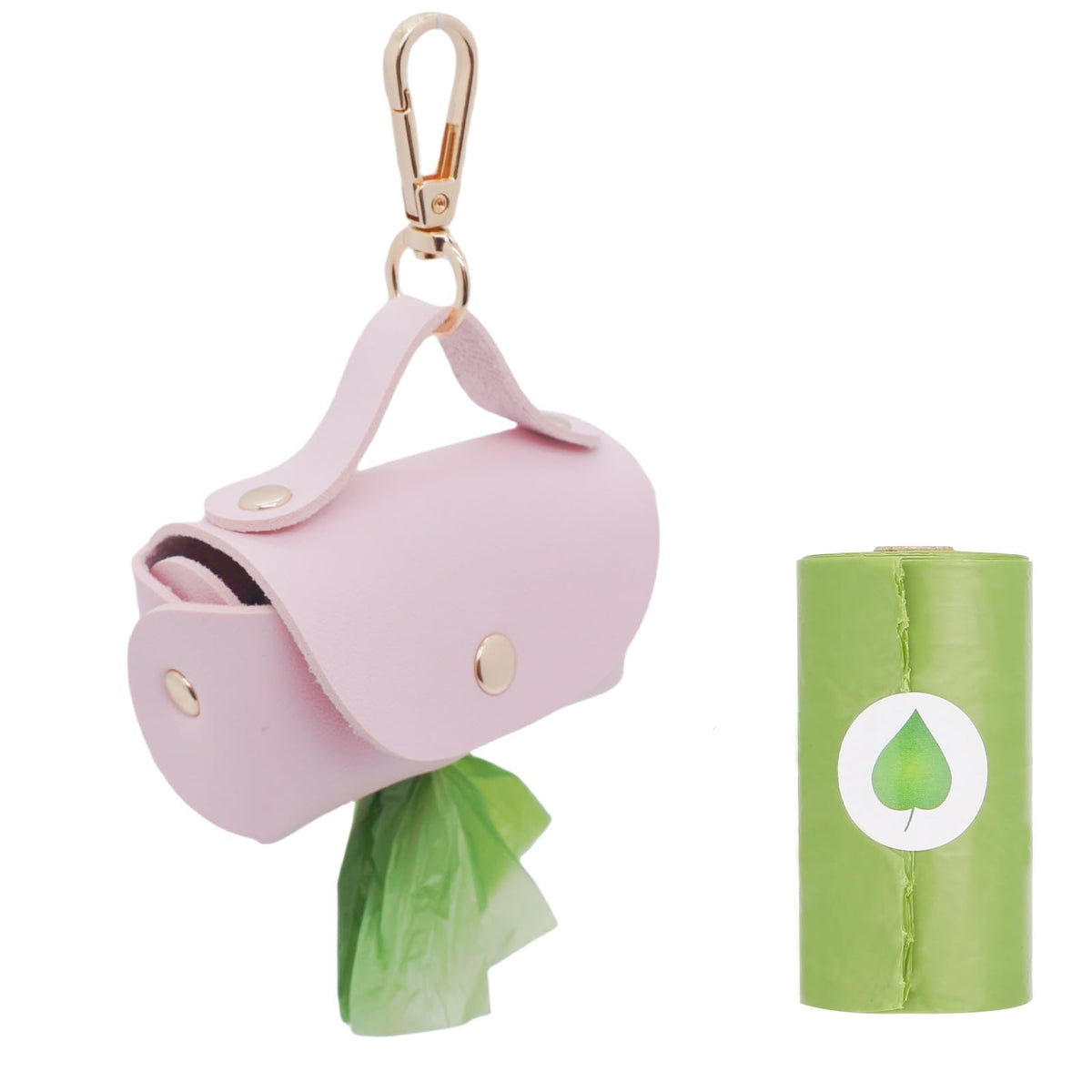 ENWIQUE distributeur sacs crottes, poignee longe rose, pratique pour promenades quotidiennes