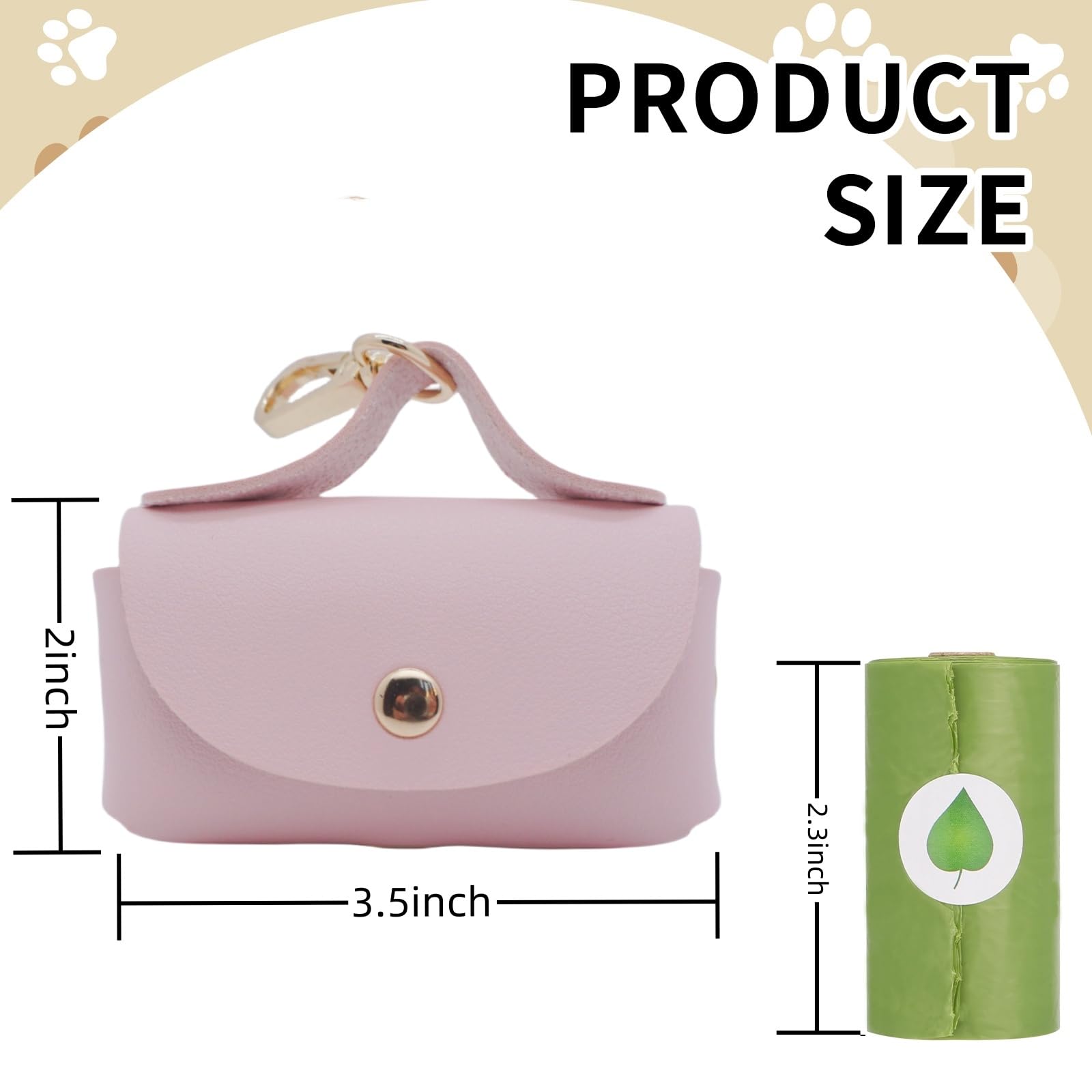 ENWIQUE distributeur sacs crottes portable attache laisse rose, balade sans tracas