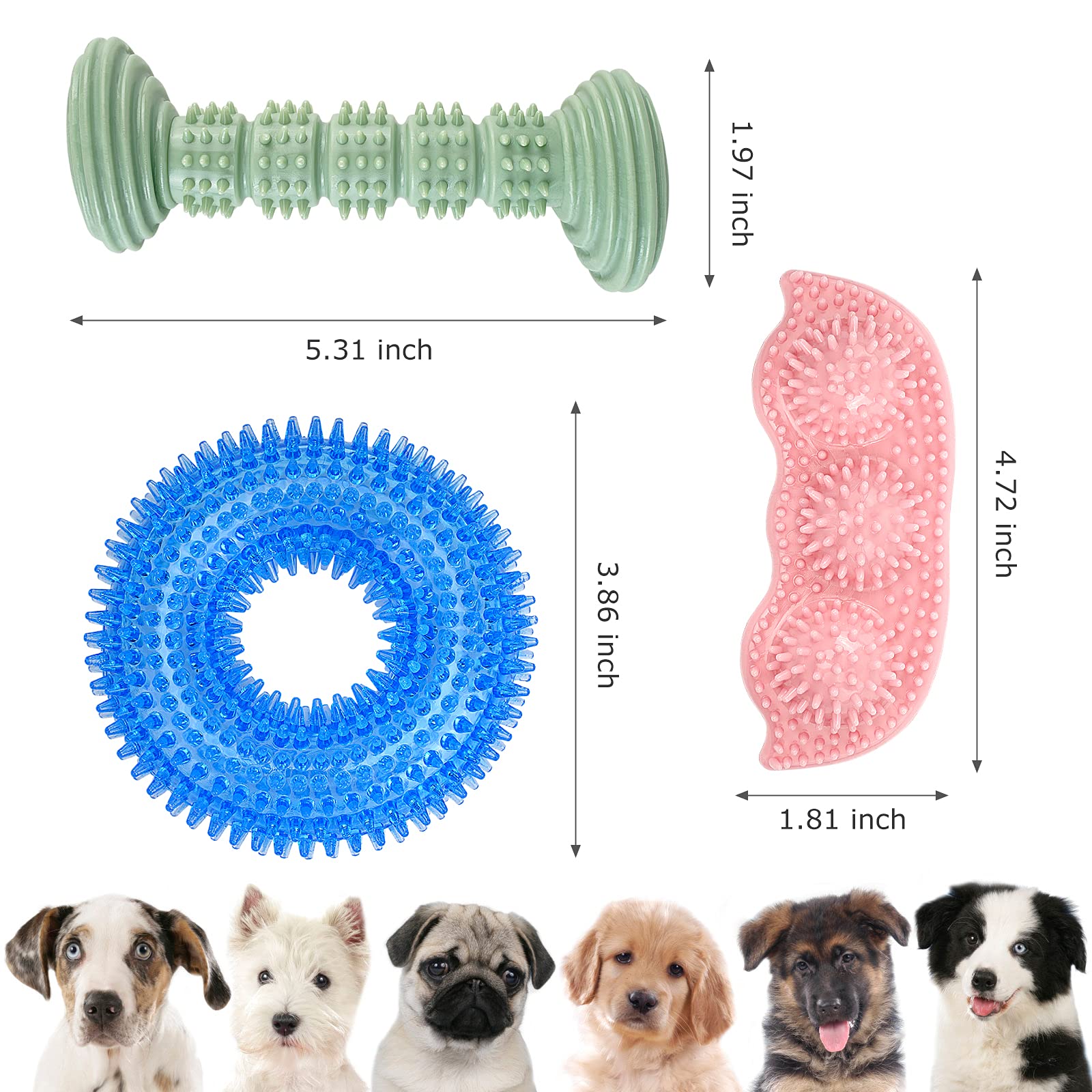 ENZZROA trio jouets dentition chiot pour dents et distraction durable.