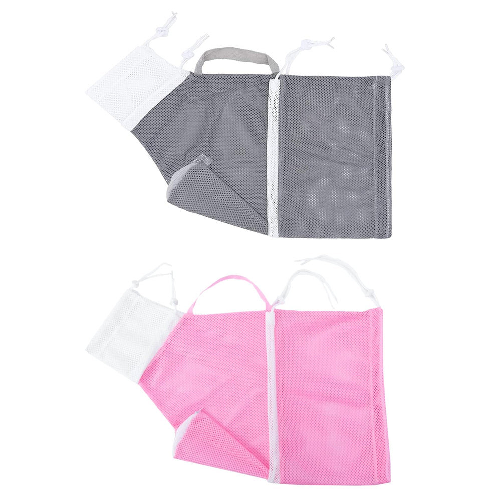 Sac bain chat EOMTUR ensemble gris-rose, confort et sécurité pendant le bain.