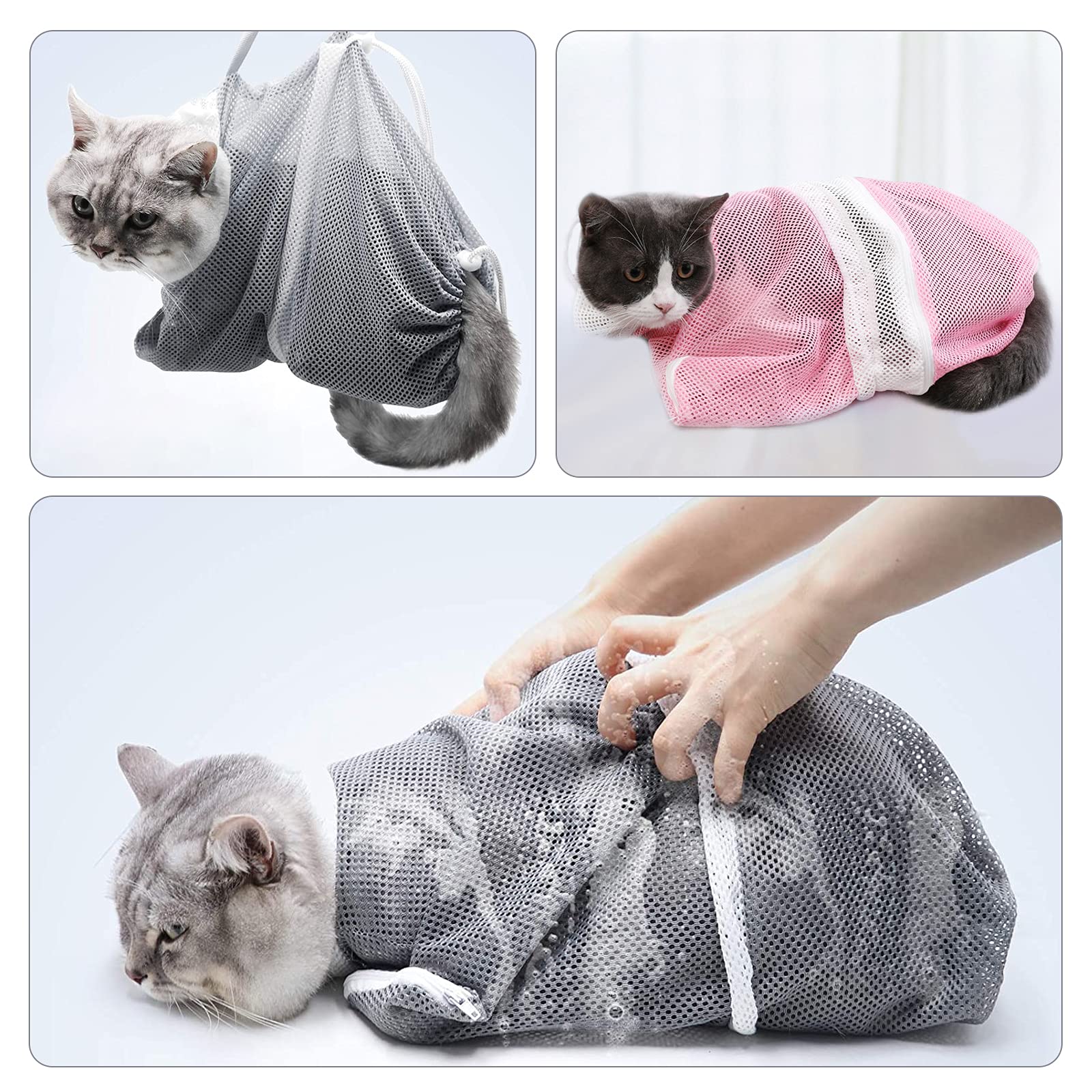 Sac bain chat EOMTUR facilite le nettoyage dents et oreilles.