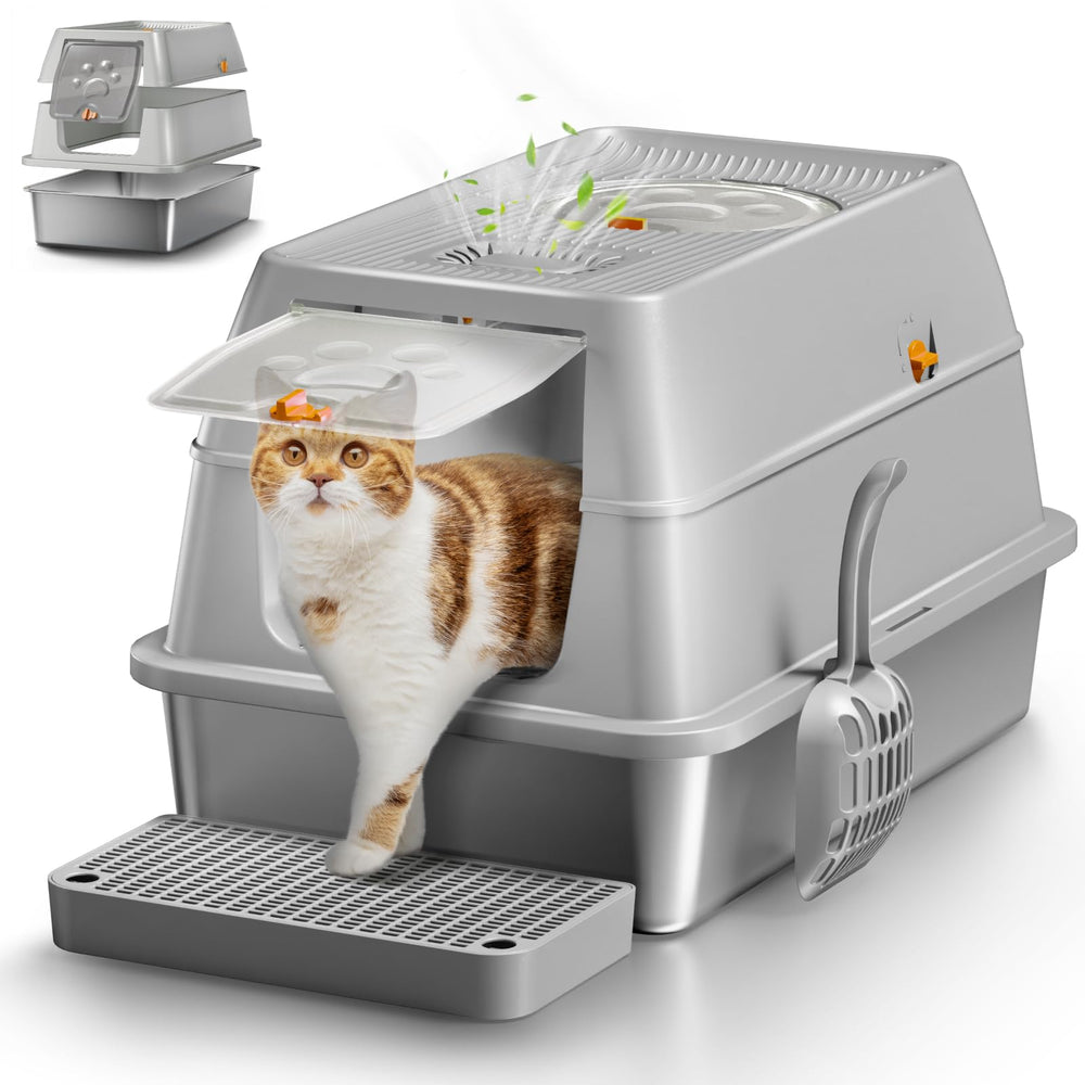 Litière pour chat Eosarcu couverte XL, espace privé et nettoyage simple.