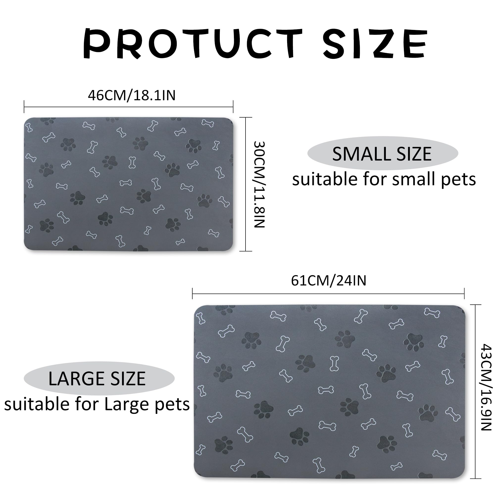 EP Jeans Tapis Alimentaire utilisation polyvalente: convient sous bols et fontaines.