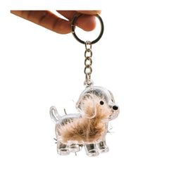 Porte-clés EPMANN avec poil de chien transparent et souvenir discret.
