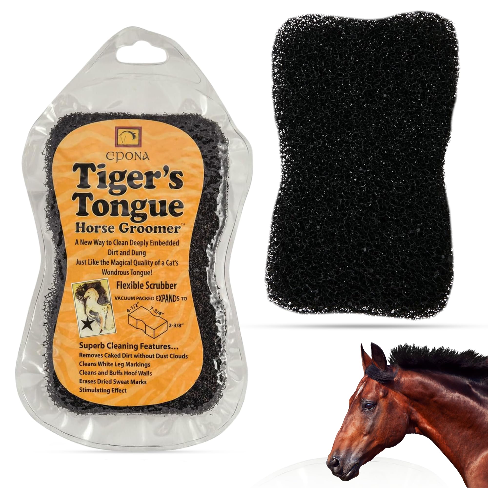 Epona Langue du Tigre – nettoyage en profondeur sans irriter la peau du cheval.