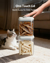 EQI Conteneur chat en plastique transparent sans BPA pour visualiser le niveau.
