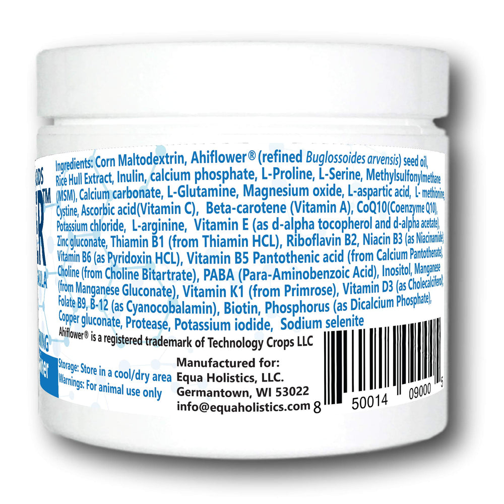 Equa Holistics BIOFeather: dosage quotidien facile, à saupoudrer sur la nourriture.