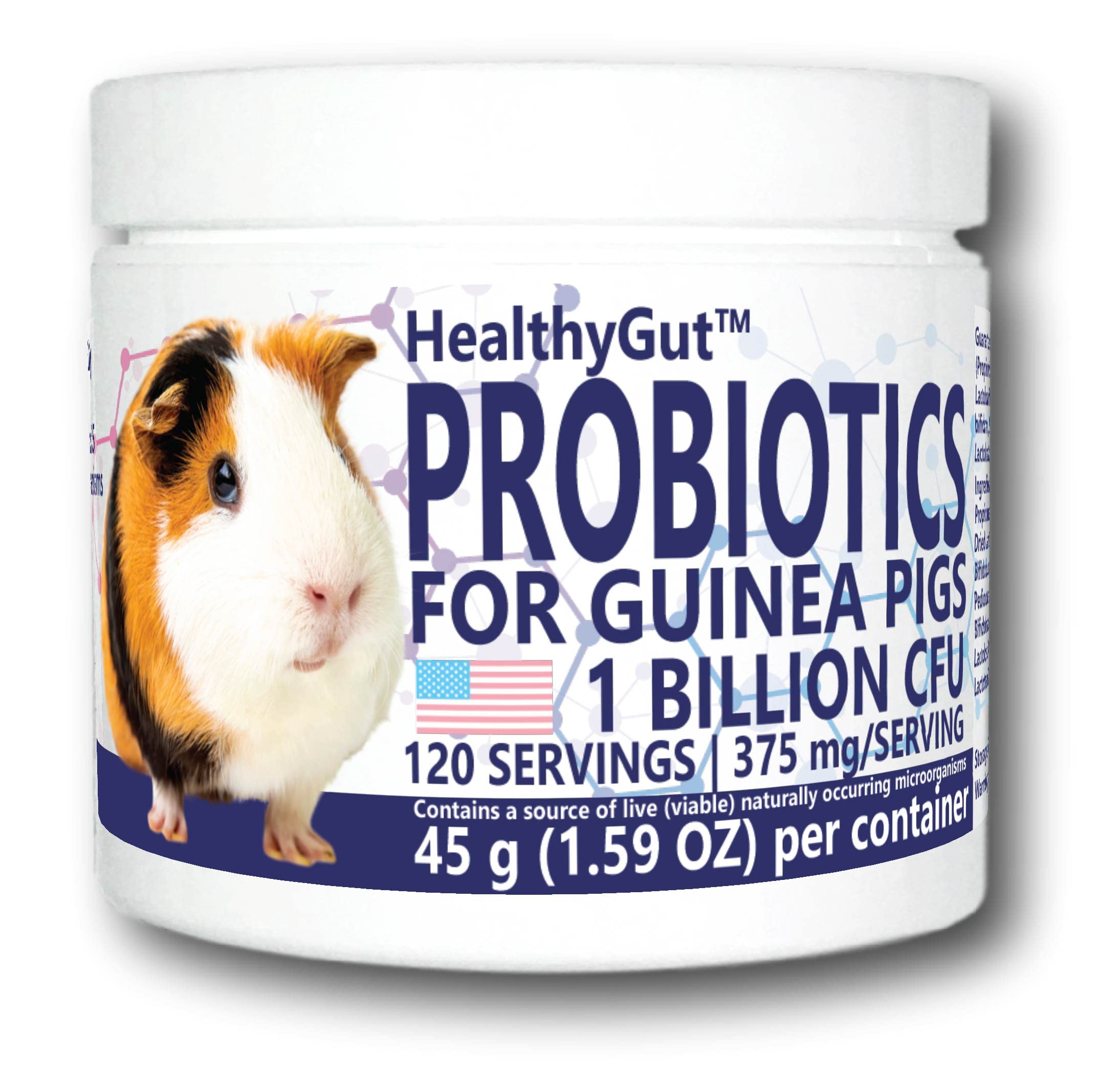 Equa Holistics HealthyGut Probiotics pour cobaye, poudre facile à mélanger pour une digestion équilibrée.