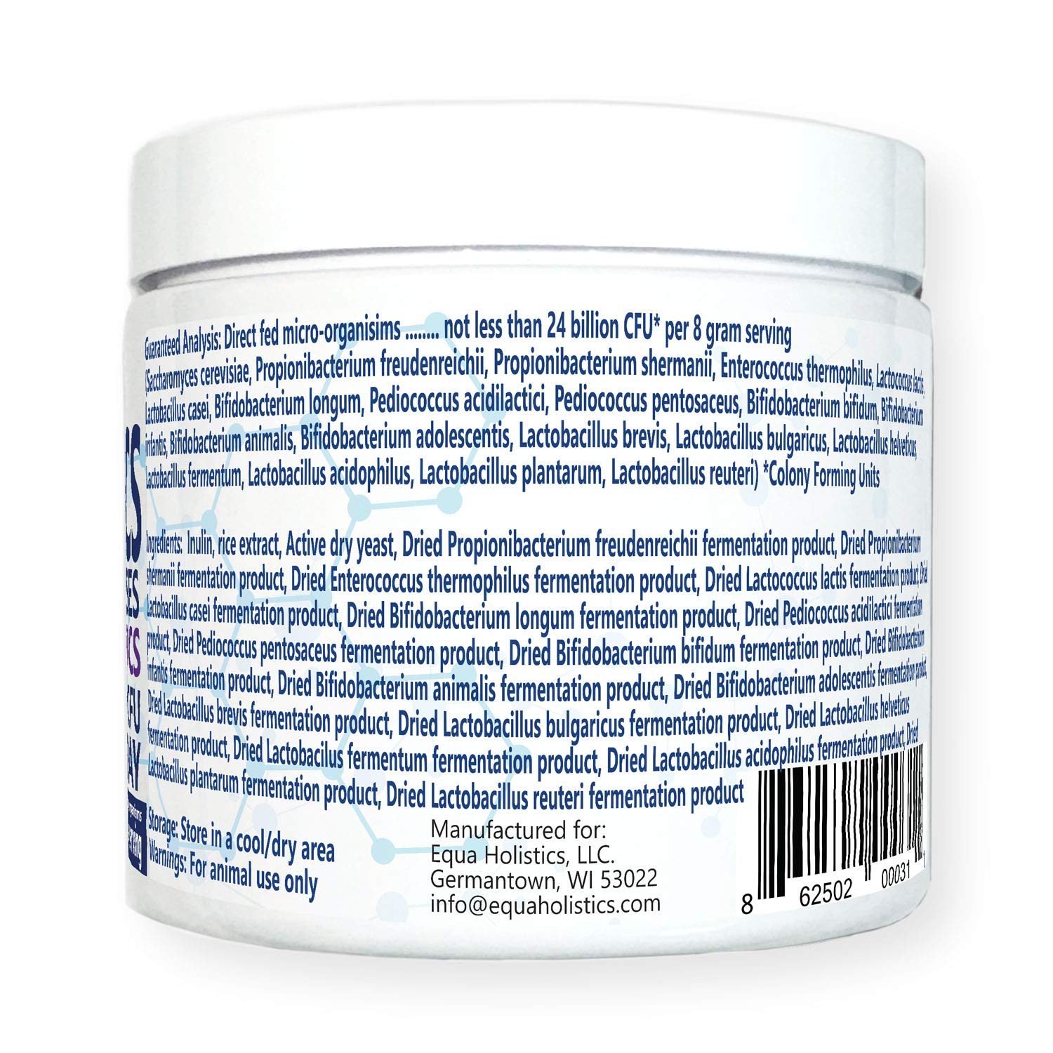 Fabrication USA d'Equa Holistics HealthyGut, contrôle qualité rigoureux.