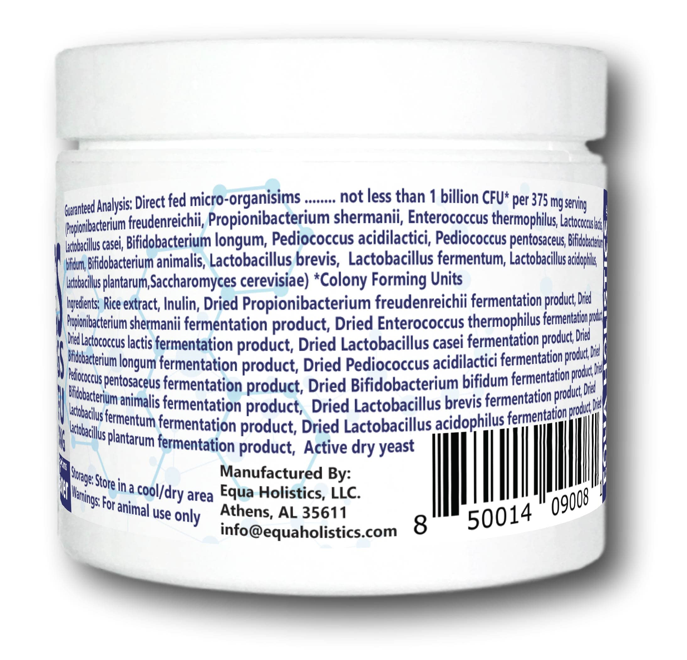Equa Holistics HealthyGut Probiotics, dose pratique via scoop inclus pour tous les âges.