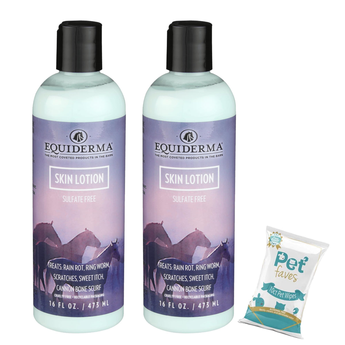 Lotion EQUIDERMA en bouteille pour chevaux, soin apaisant sans rinçage.