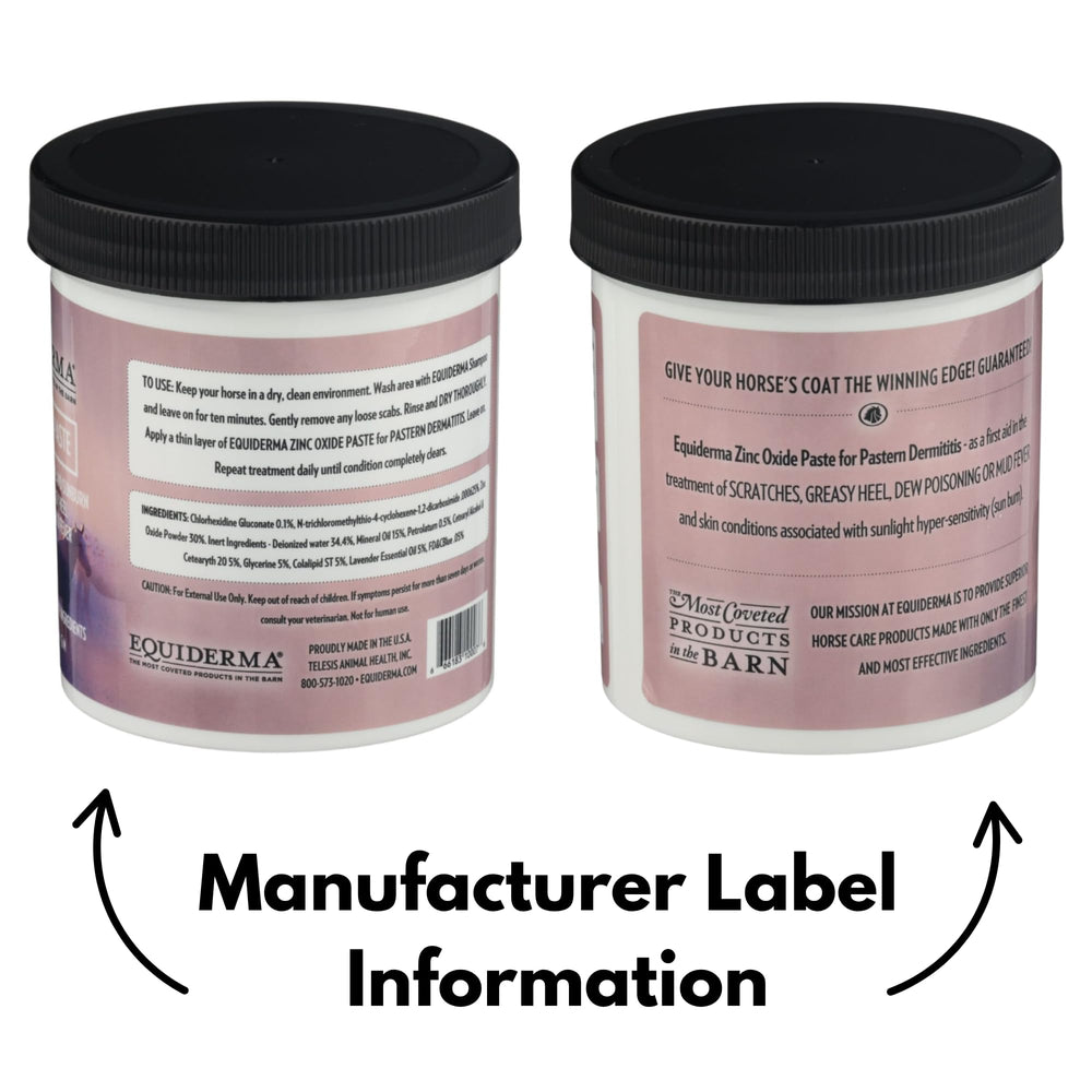 EQUIDERMA Application de la pâte oxyde zinc apaise les zones irritées.