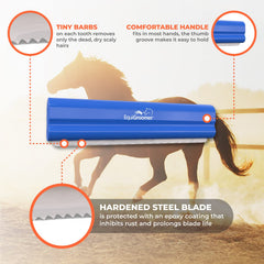 EquiGroomer manche ergonomique: prise sûre et confortable.