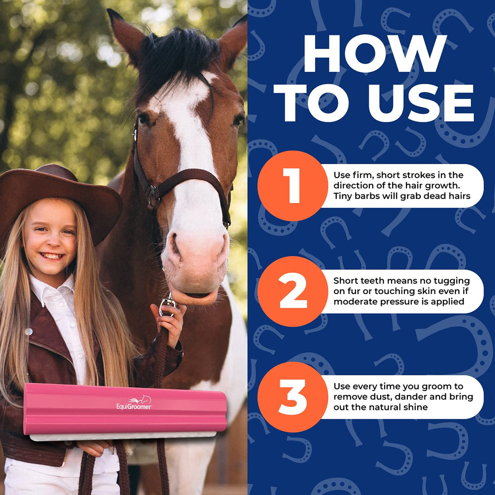ÉquiGroomer usage chevaux grands animaux rose