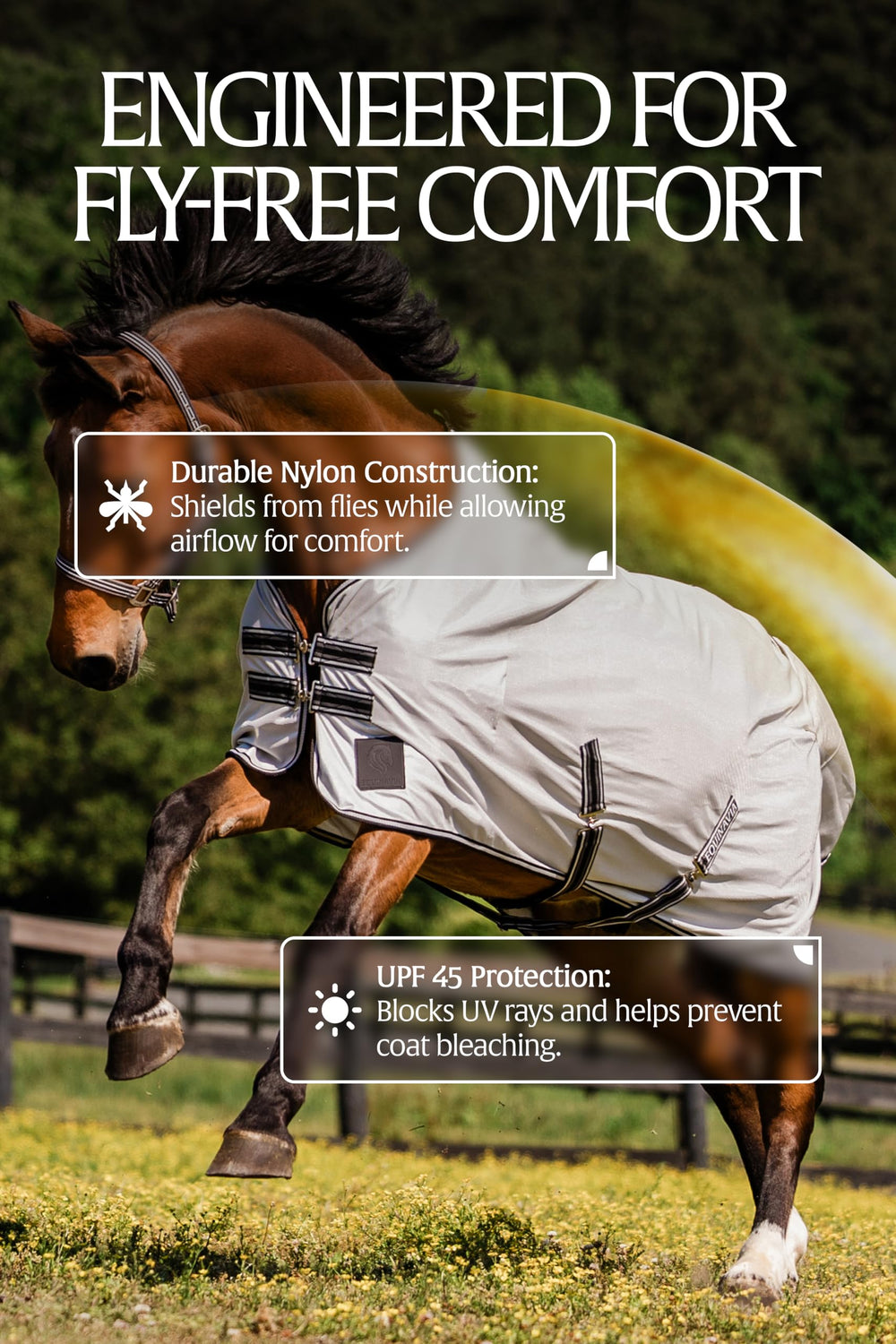 Equinavia Gard protège-queue et réglages ajustables, adaptation flexible pour plusieurs tailles.