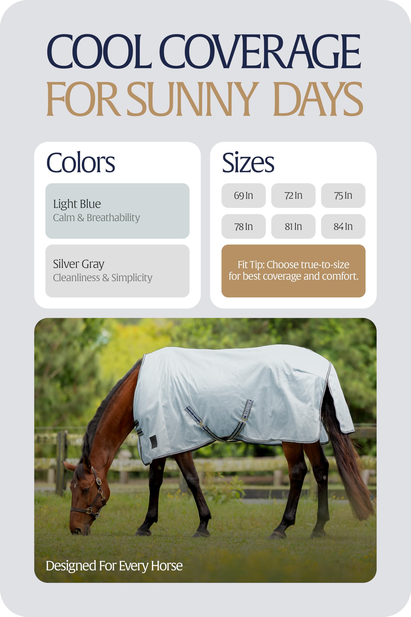 Maille UV respirante Equinavia Gard pour un cheval au frais.