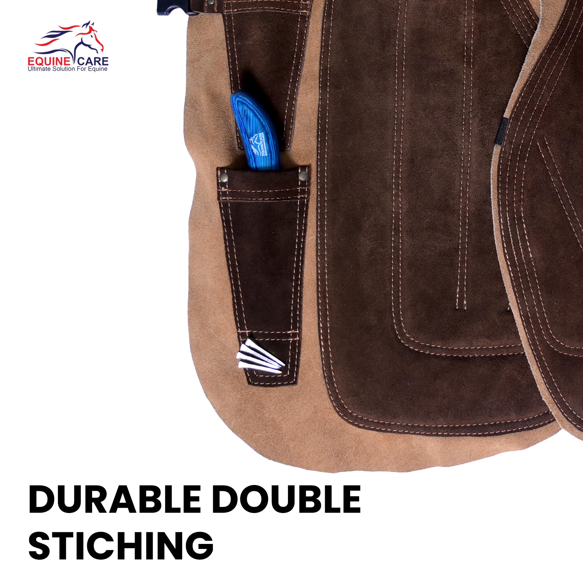 Equine Care apron-chaps aimants-pour-ongles, rangement pratique.