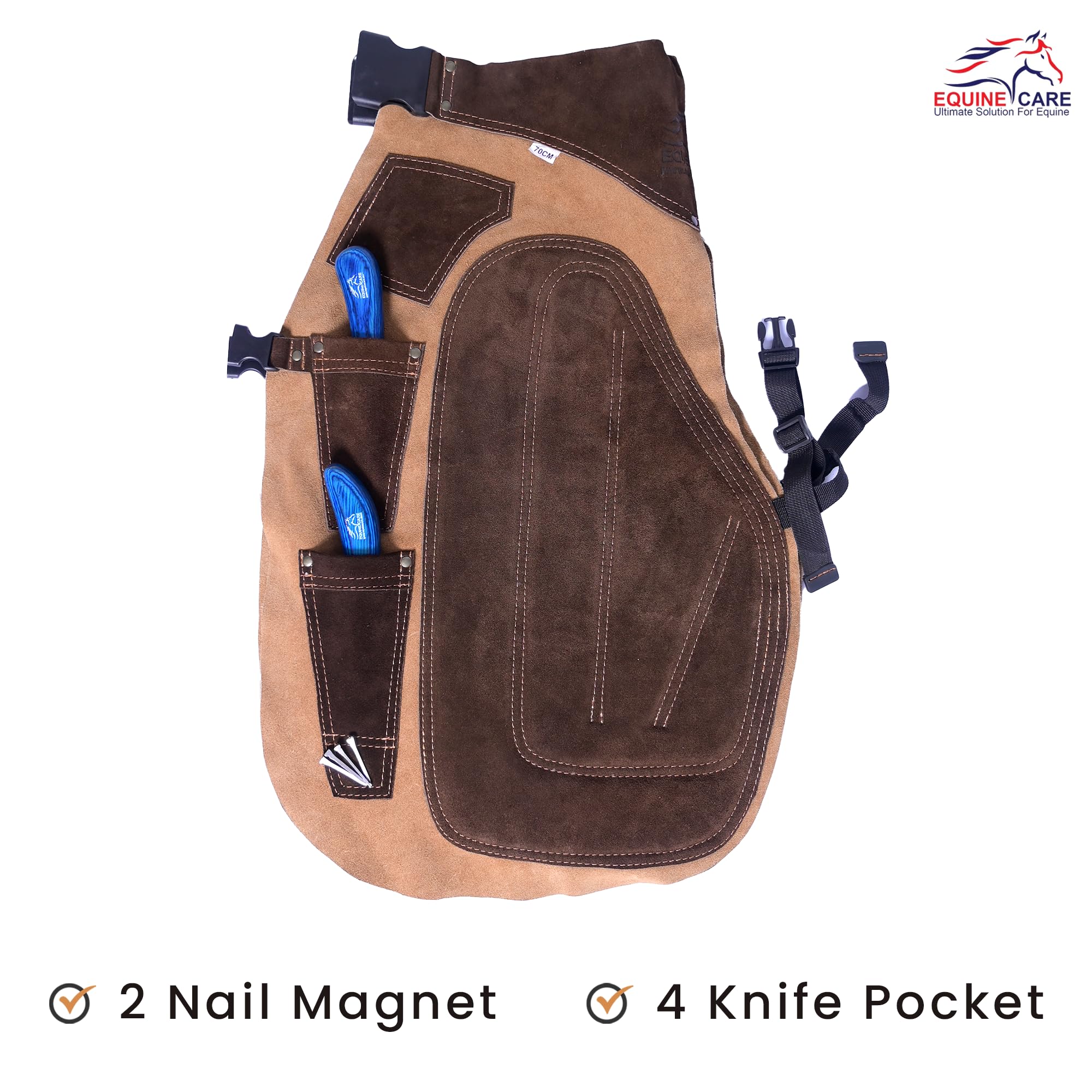 Equine Care apron-chaps sangles rapides reglables, mise en place rapide.