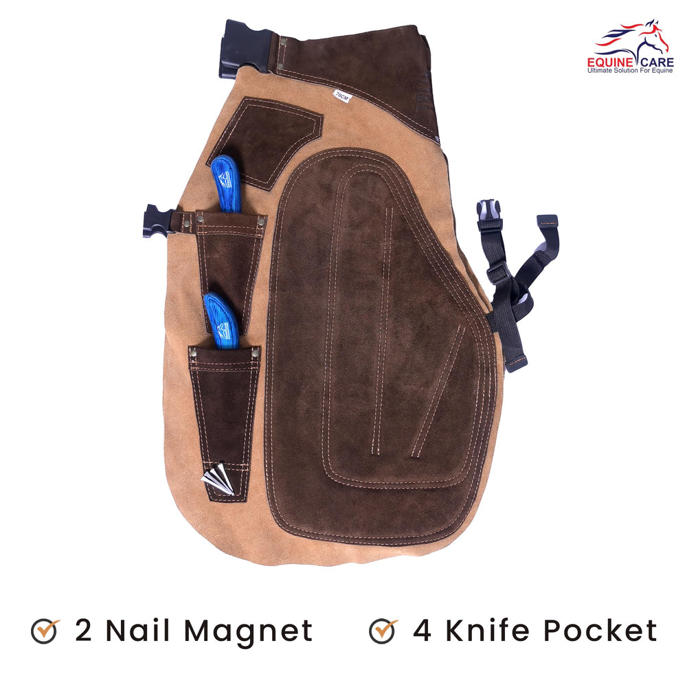 Equine Care apron-chaps sangles rapides reglables, mise en place rapide.