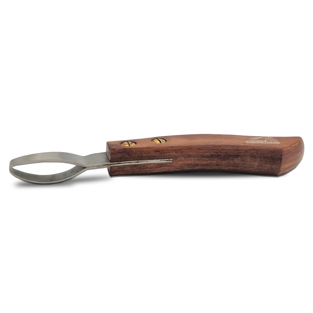 Équine Care – prise en main ergonomique en bois lors d’un travail prolongé du sabot.