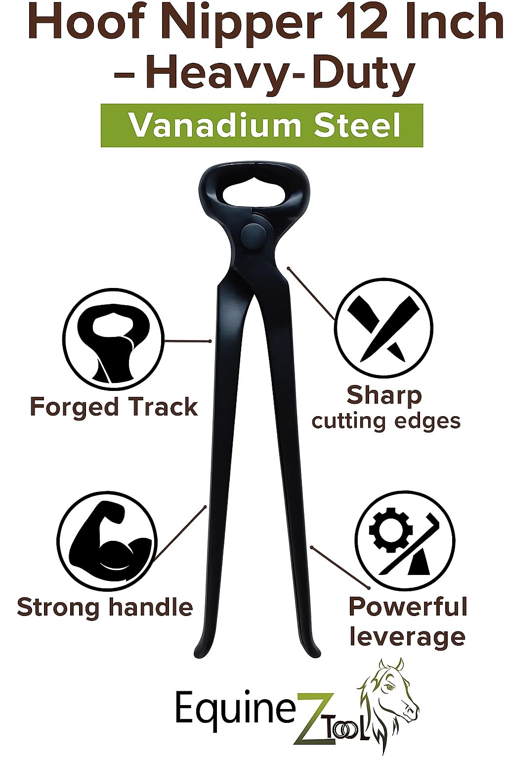 Equinez acier vanadium noir forgé, durabilité élevée pour usage quotidien.