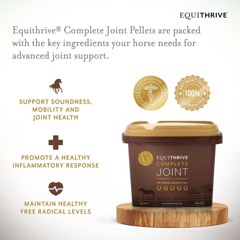 Équithrive Complete Granules – ingrédients incluant résveratrol, soutien potentiel des articulations.