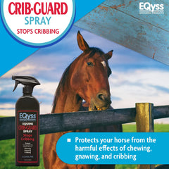 Eqyss Crib Guard: pulvérisateur anti-rongeage cheval, action rapide et non irritante.