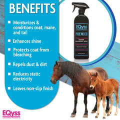 Eqyss Premier Equine Spray: démêlage facilité sur crinière et queue