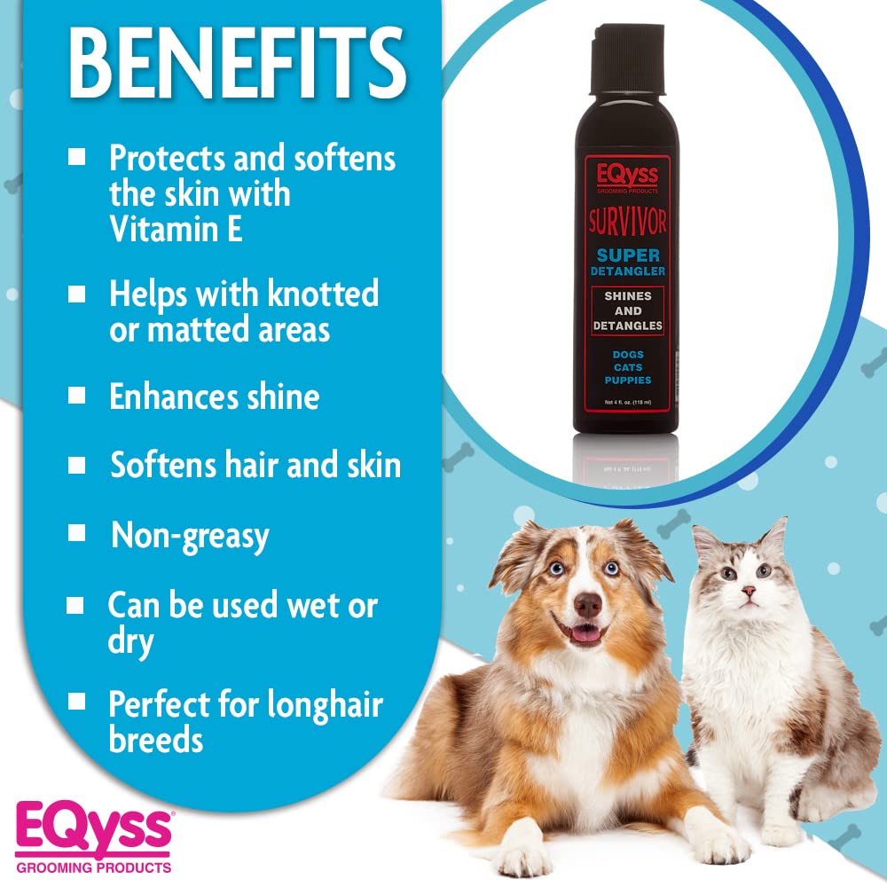 Eqyss Survivor Détanglant pour queue et plumes offre brillance naturelle sans résidu gras