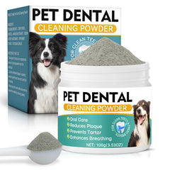Erigathe Poudre Dentaire dans le flacon, pratique pour l'hygiène buccale des chiens.
