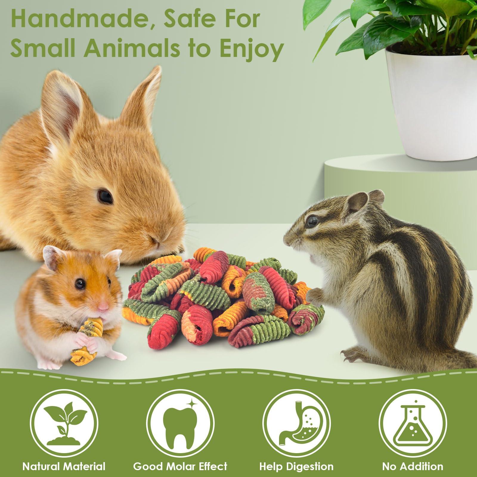 Friandises ERKOON pour chinchilla coloris attractifs éveillant l’intérêt du petit animal.