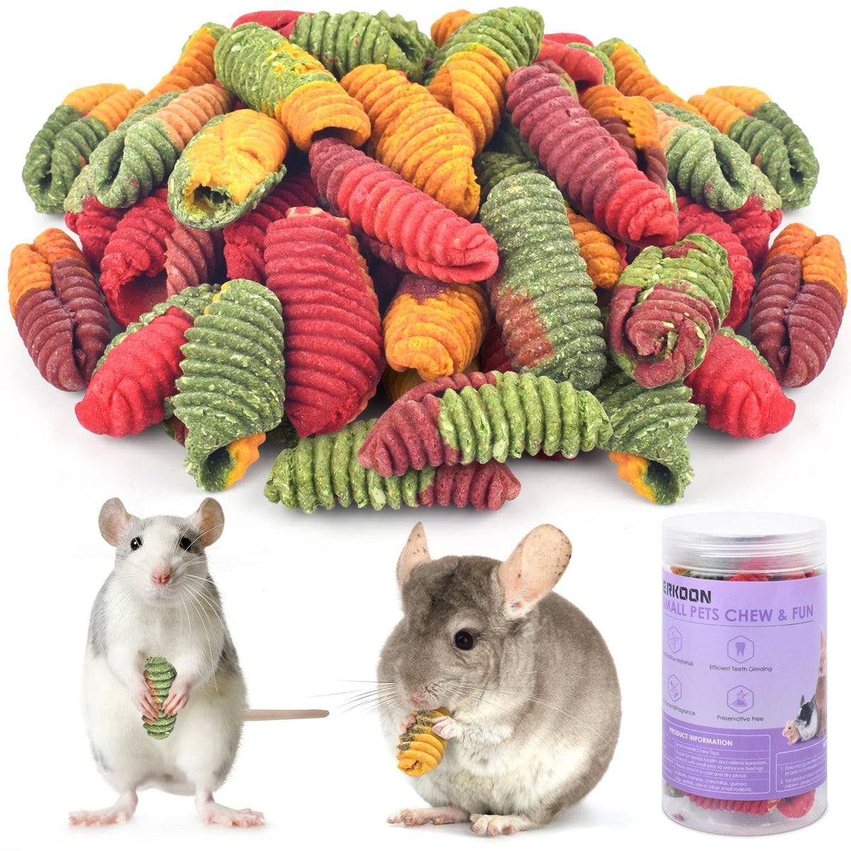 Friandises ERKOON pour chinchilla emballage, prêt à offrir comme récompense naturelle.