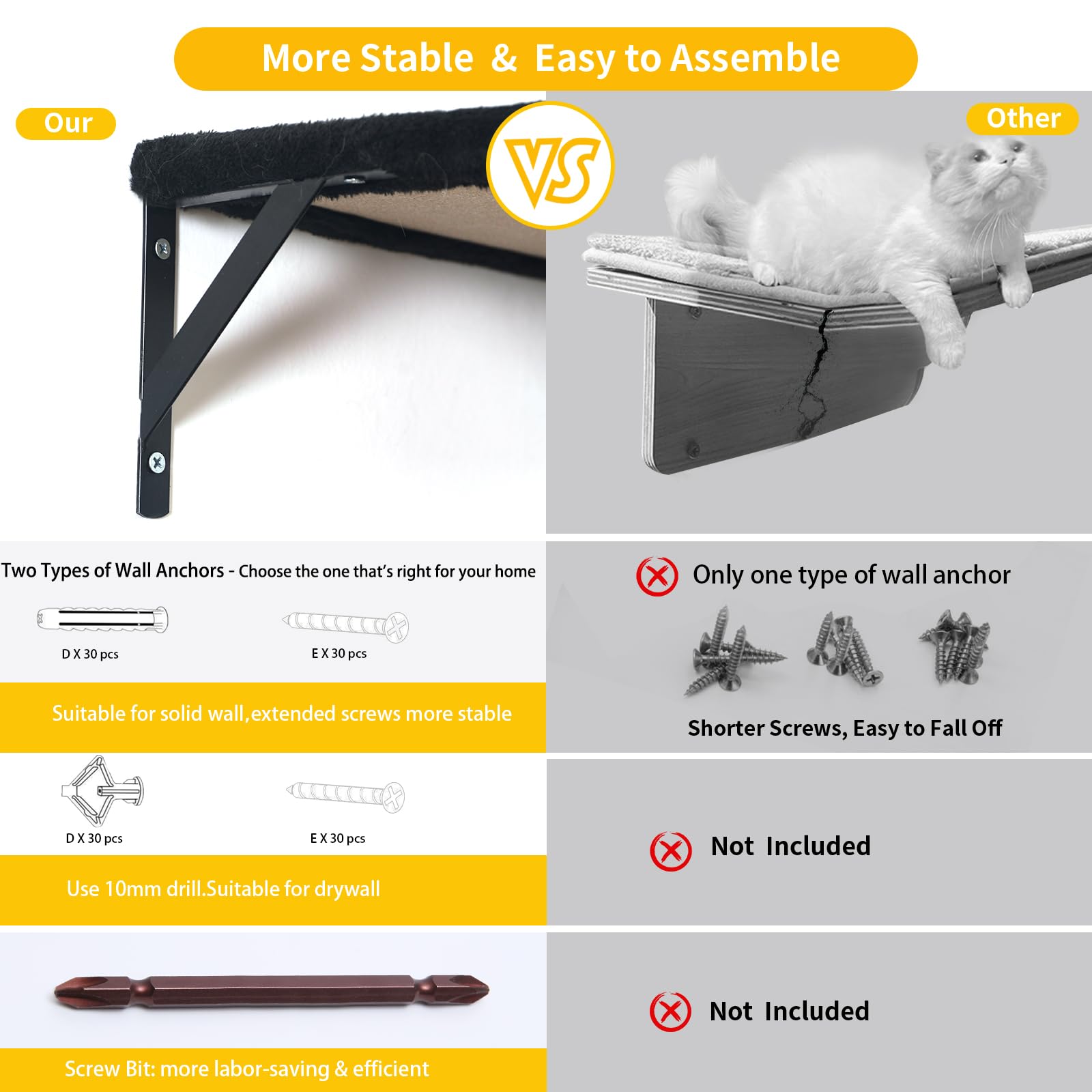 ESOTTE ensemble chat mural gris : configuration personnalisable pour espace dédié