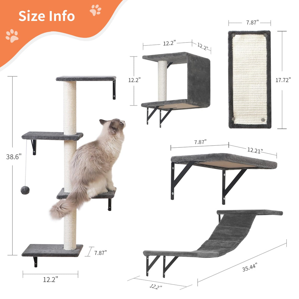 ESOTTE grattoir chat mural gris : surface pratique pour griffage