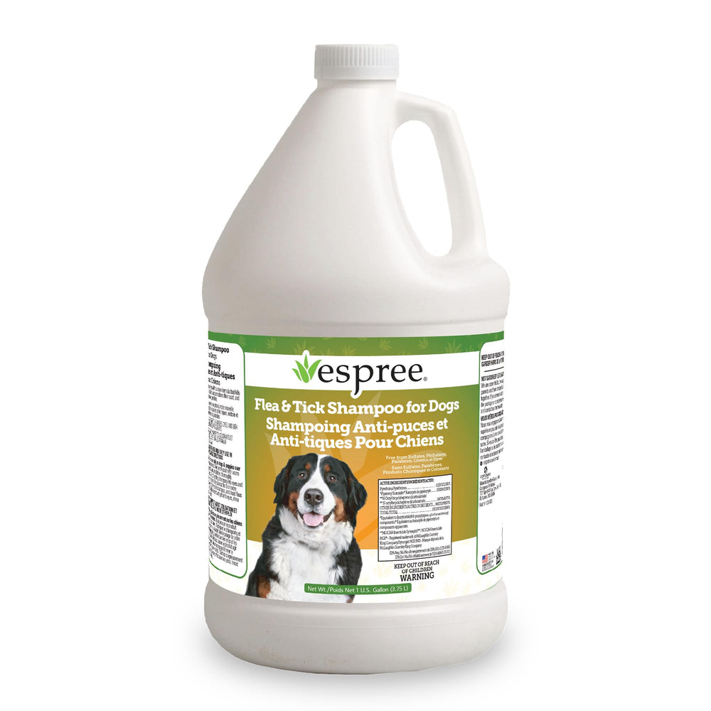 Shampoing Espree Puces et Tiques pour chien, bouteille prête à l’emploi, expérience de bain simple.