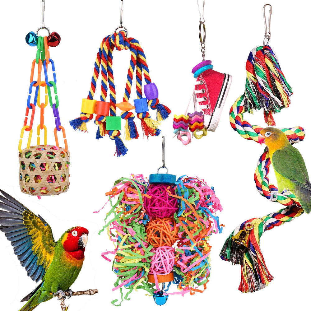 Jouets ESRISE pour perruche, ensemble varié pour stimulation et amusement.