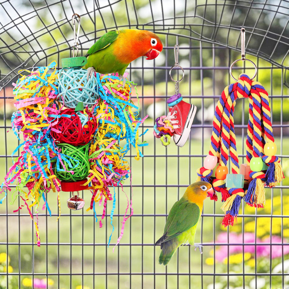 Jouets ESRISE conure en bois naturel, activité de mâchage sécuritaire.