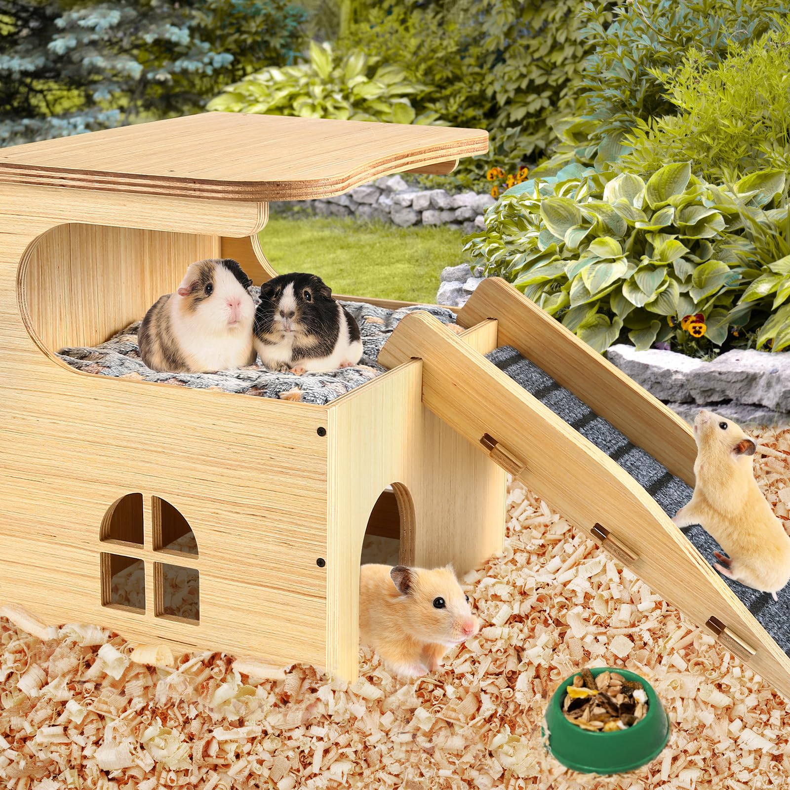 Essenhome-grand-espace-pour-cochons-d-inde permet de loger plusieurs animaux.