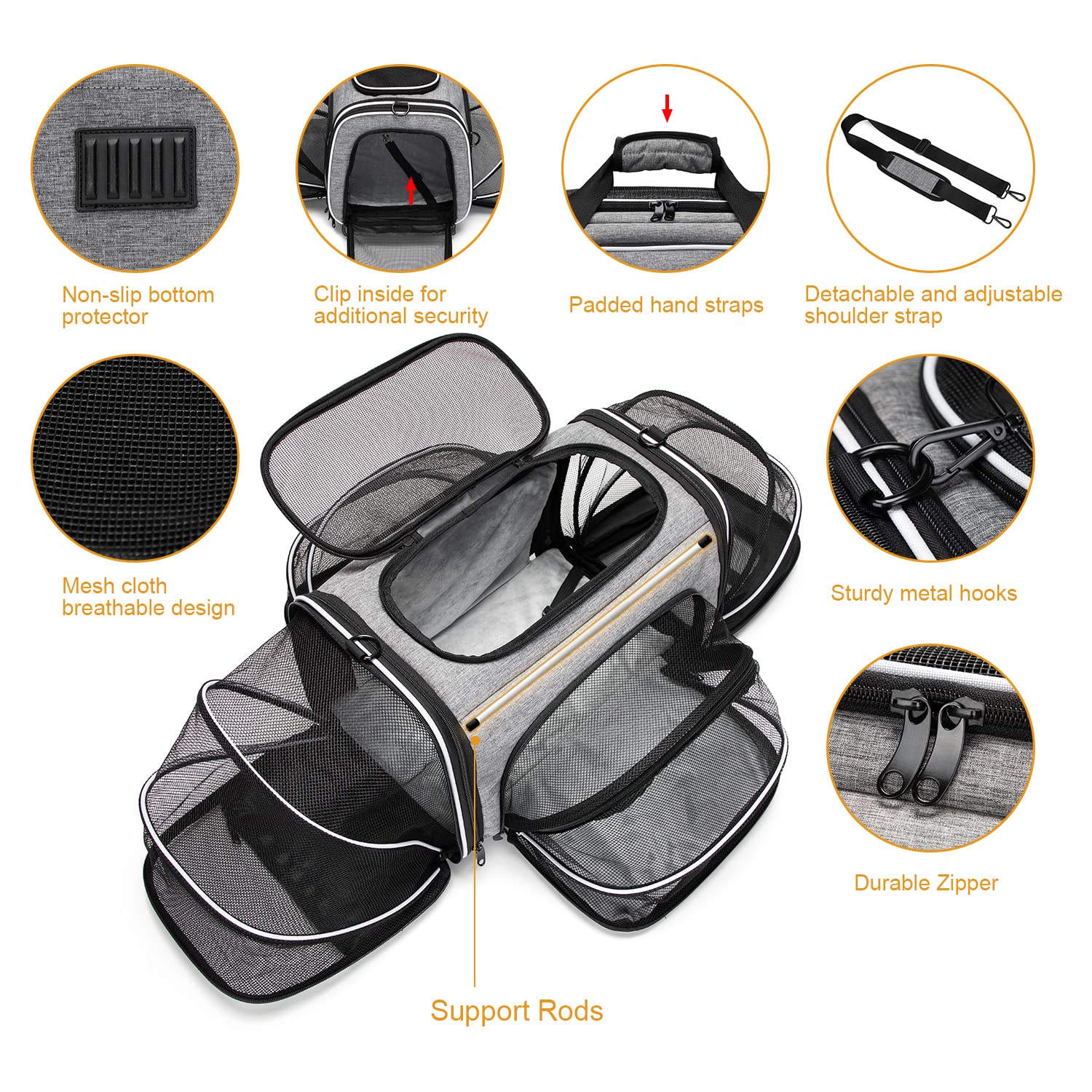ESTARER sac-transports-animaux-tissu-oxford-durable: matériau robuste pour voyages répétés.