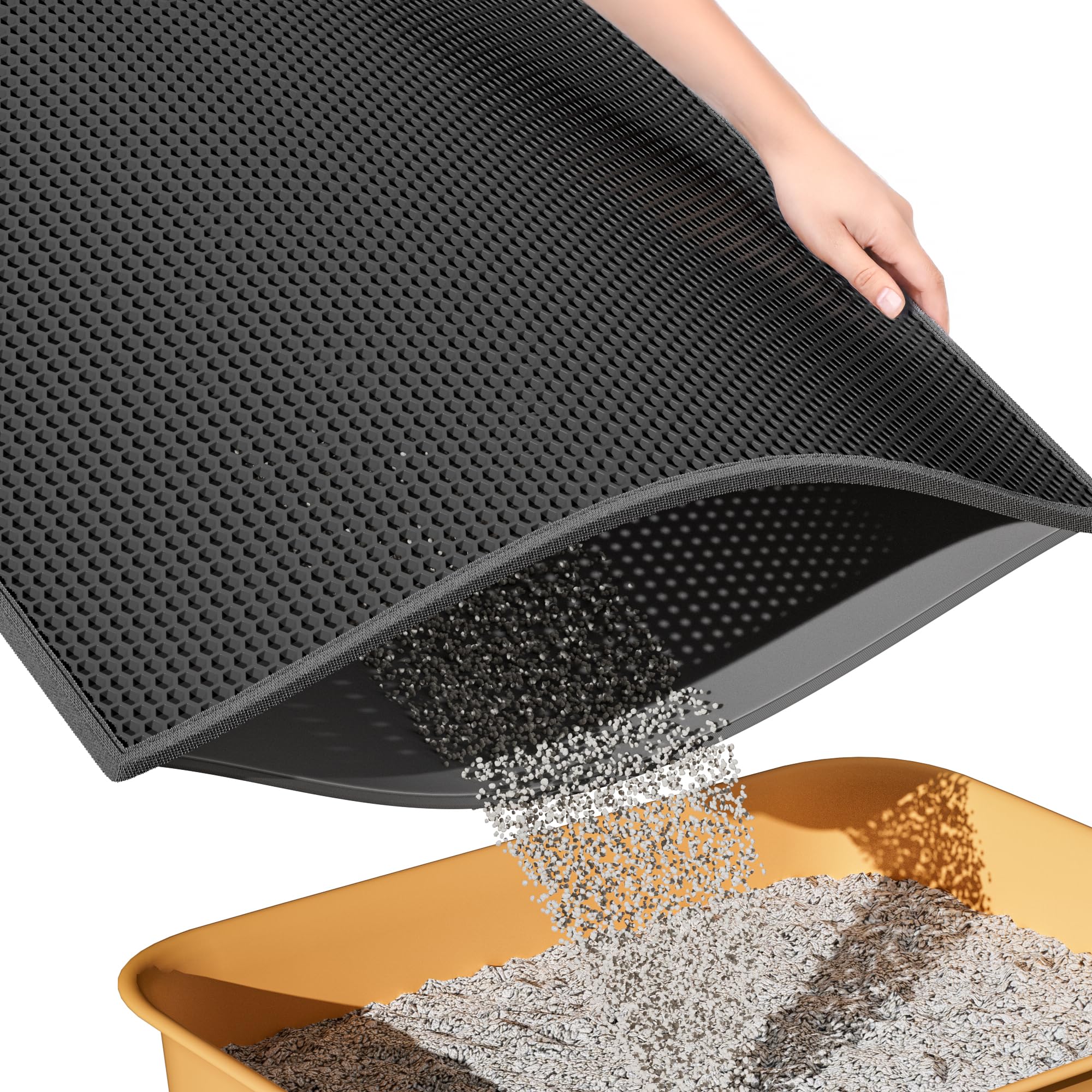 ESTHELLO tapis litière double couche, capture efficacement les particules près de la litière.