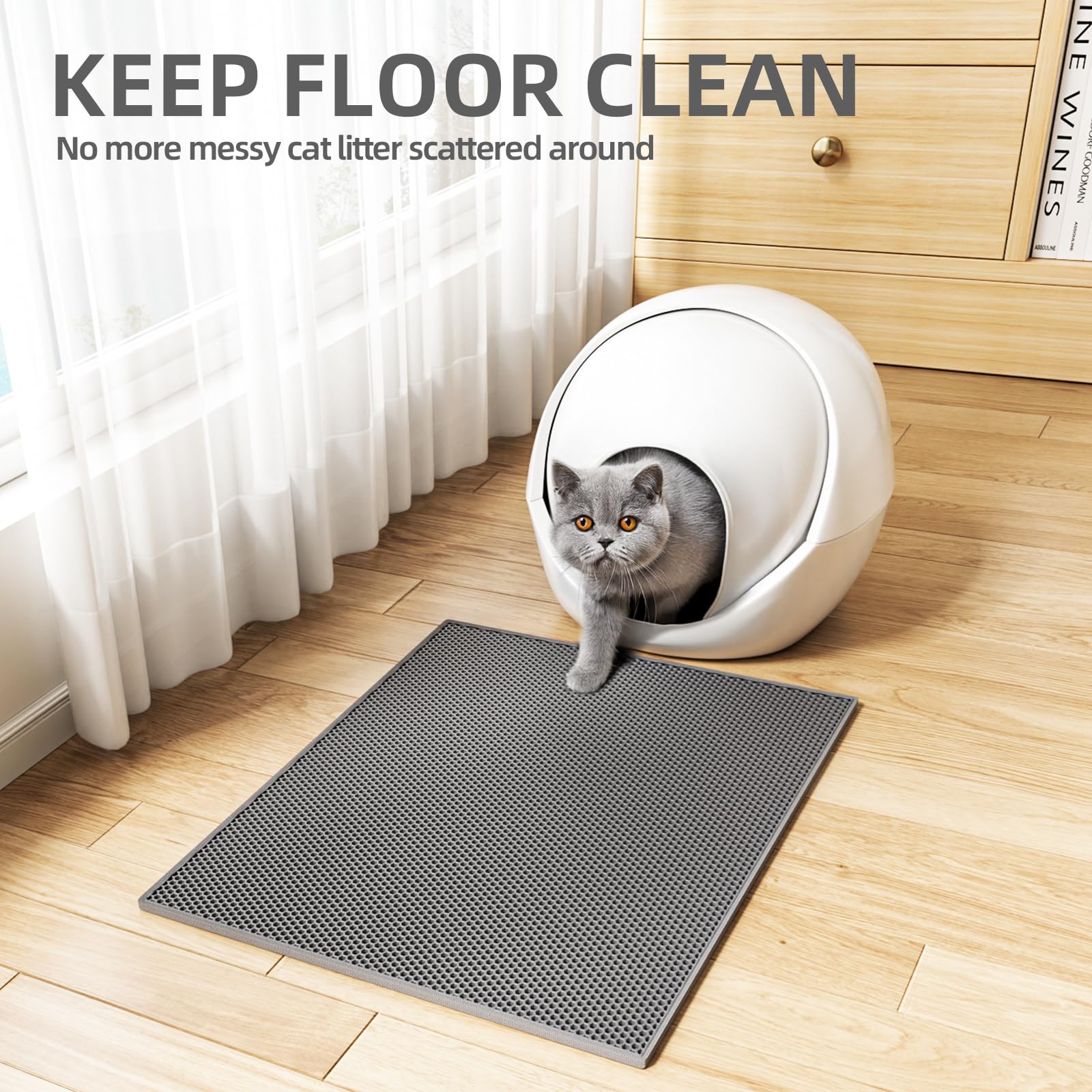 ESTHELLO Tapis litière chat usages divers, peut aussi servir de petit espace de repos.