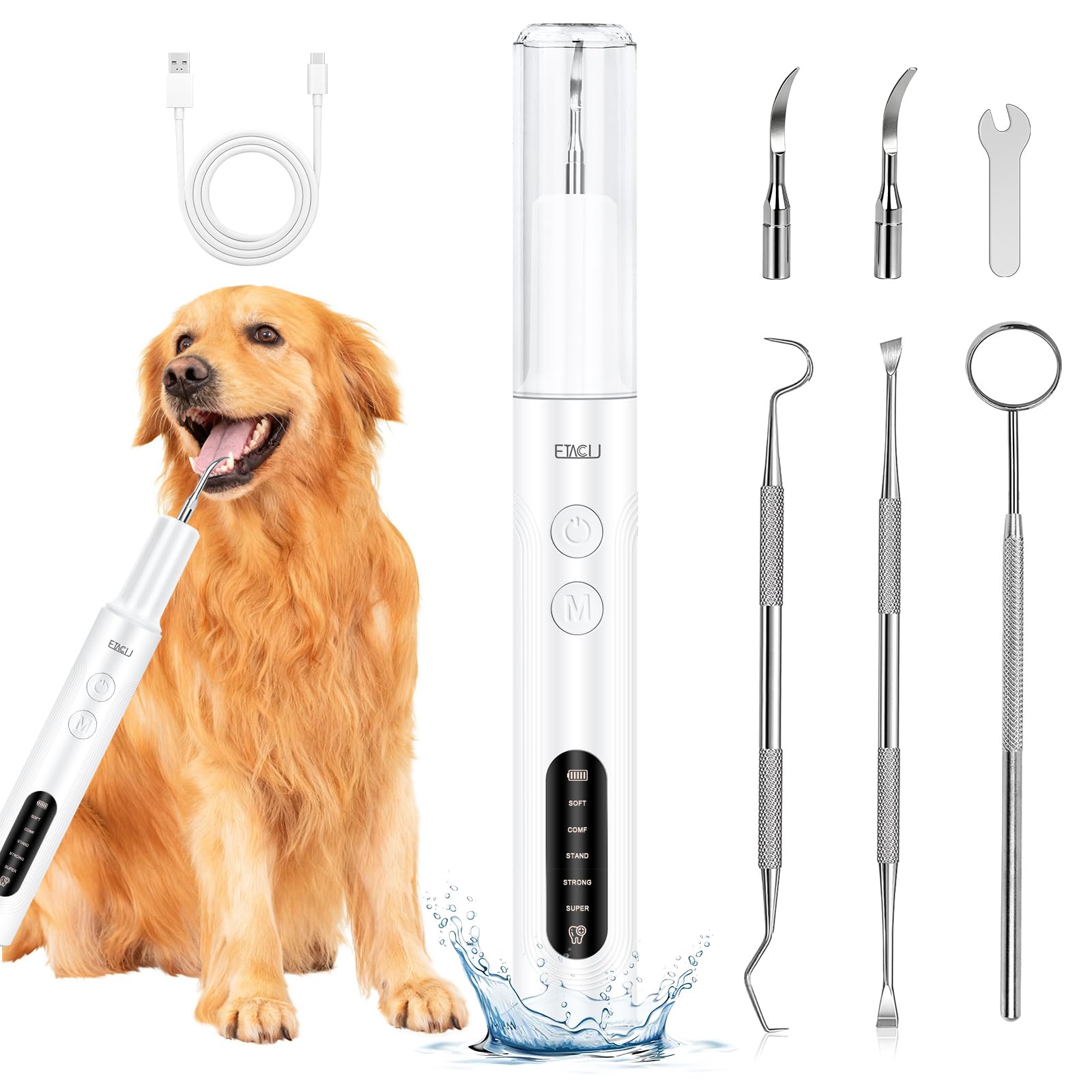 ETACCU lumière LED éclaire les zones difficiles lors du brossage du chien.