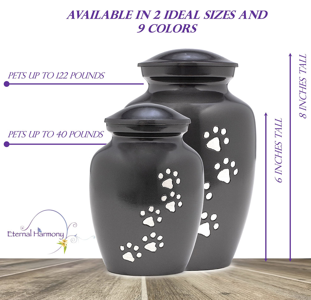 Urne Eternal Harmony avec sac velours noir pour rangement et déplacement.