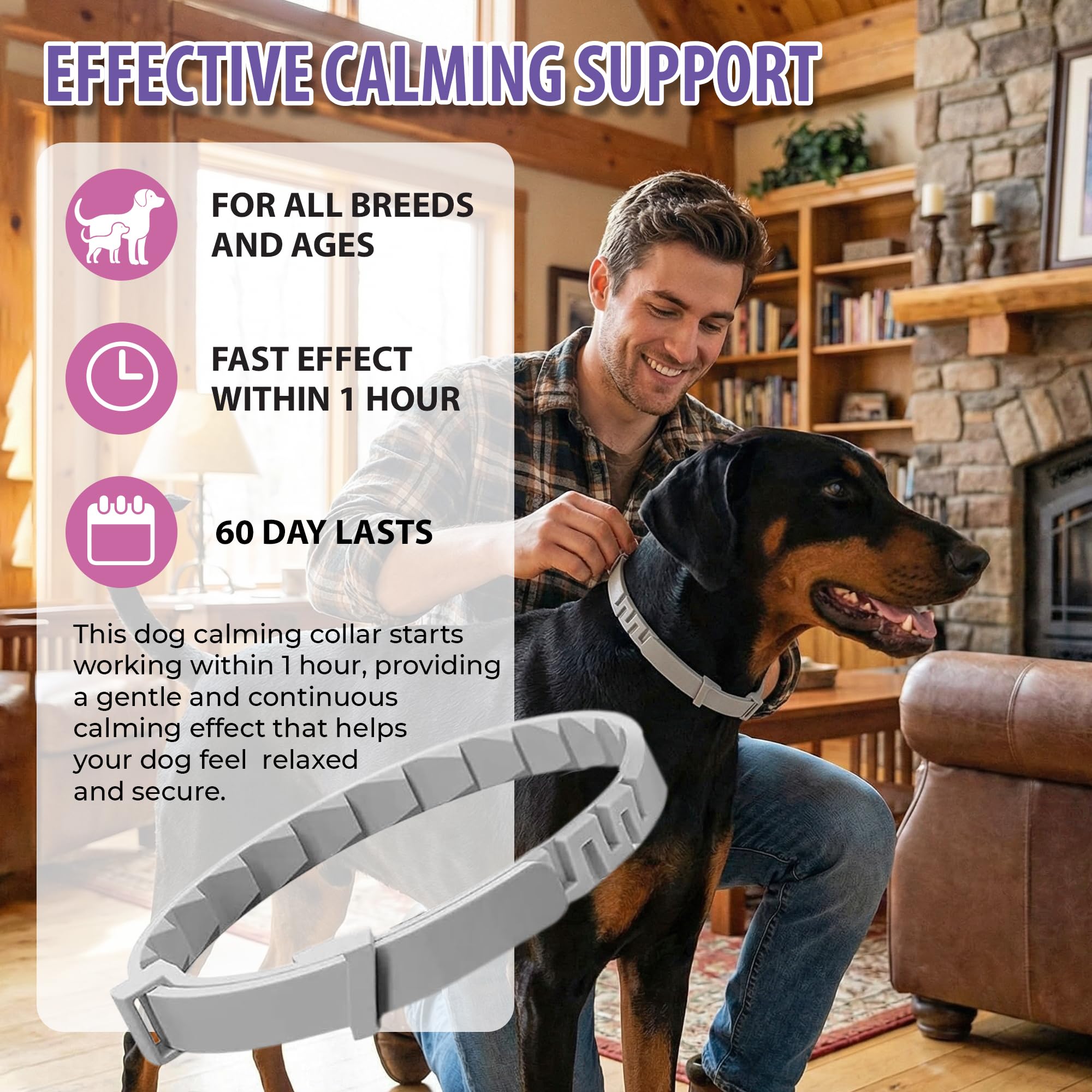ETEVIVO collier apaisant chien 02 – réduit le stress pendant le trajet.