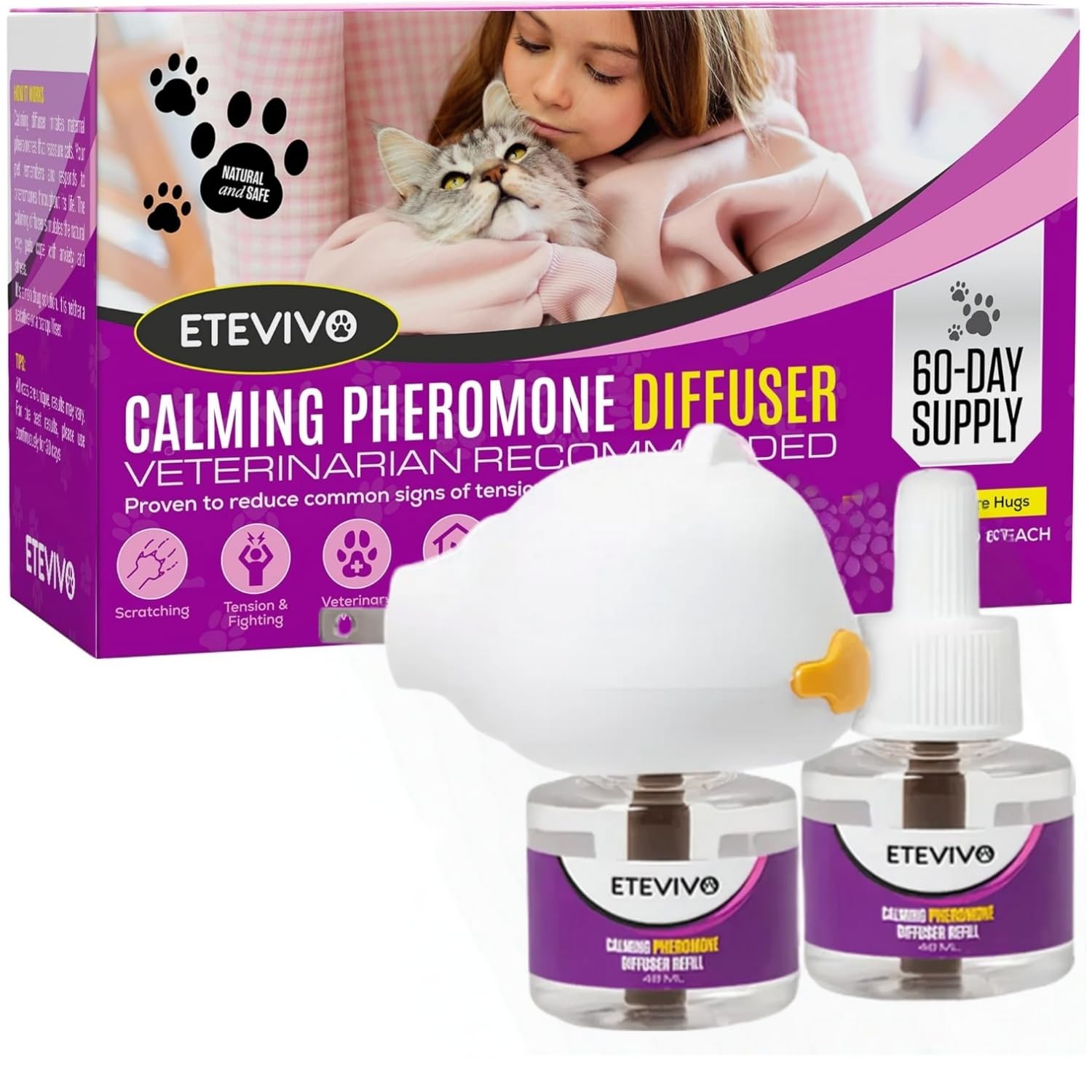 Diffuseur ETEVIVO phéromones chat apaisant pour cadre calme.