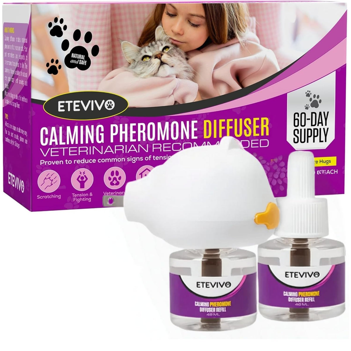 Diffuseur ETEVIVO phéromones chat apaisant pour cadre calme.
