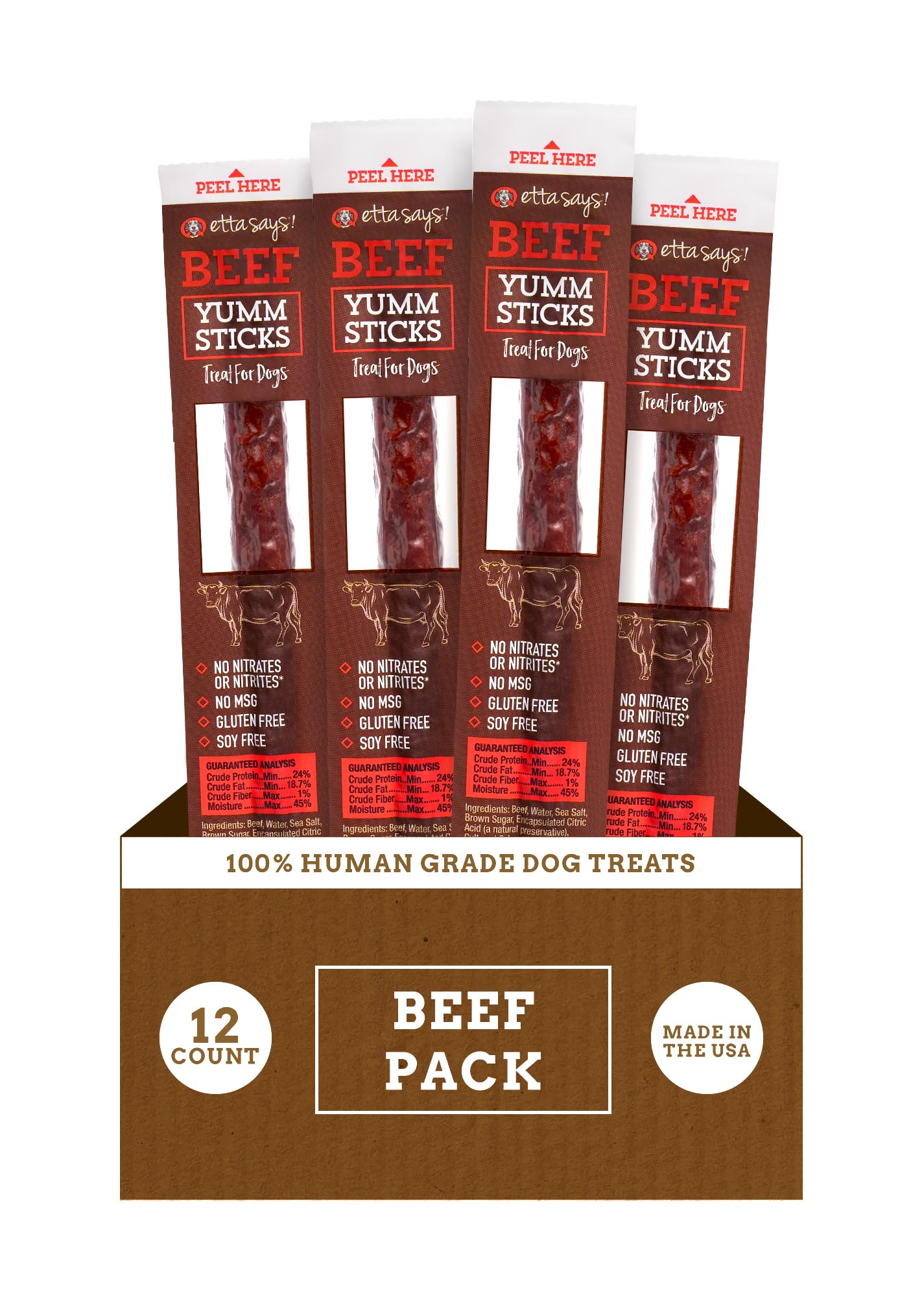 etta says! Yumm Sticks au boeuf, jerky naturel pour récompenser votre chien.